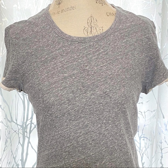 James Perse gray cream jersey knit cotton short sleeve t-shirt shirt dress - Picture 2 of 8